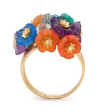 A 14 Karat Yellow Gold and Multigem Flower Ring, Italian,