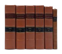 LITTELL, William (1768-1824). The Statute Law of Kentucky; with Notes, Praelections, and Observations on the Public Acts . Comprehending also, the Laws of Virginia and Acts of Parliament in force in this Commonwealth . Frankfort: William Hunter; Butler & Wood, 1809-1811, 1814, 1819.