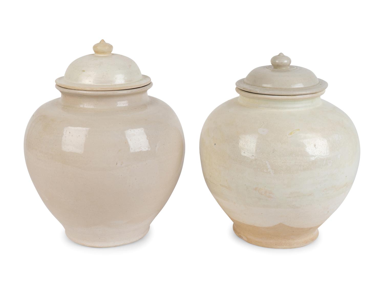 Two Chinese Porcelain Lidded Jars — TANG STYLE