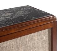 A George III Style Mahogany Marble-Inset Cylinder-Top Bureau