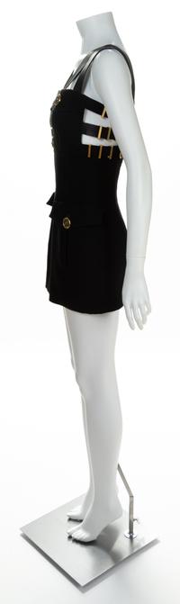 A Gianni Versace Black Wool Bondage Dress, Size 38.