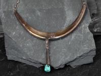 Tufa Cast Silver Choker, with Rolled Turquoise and Coral