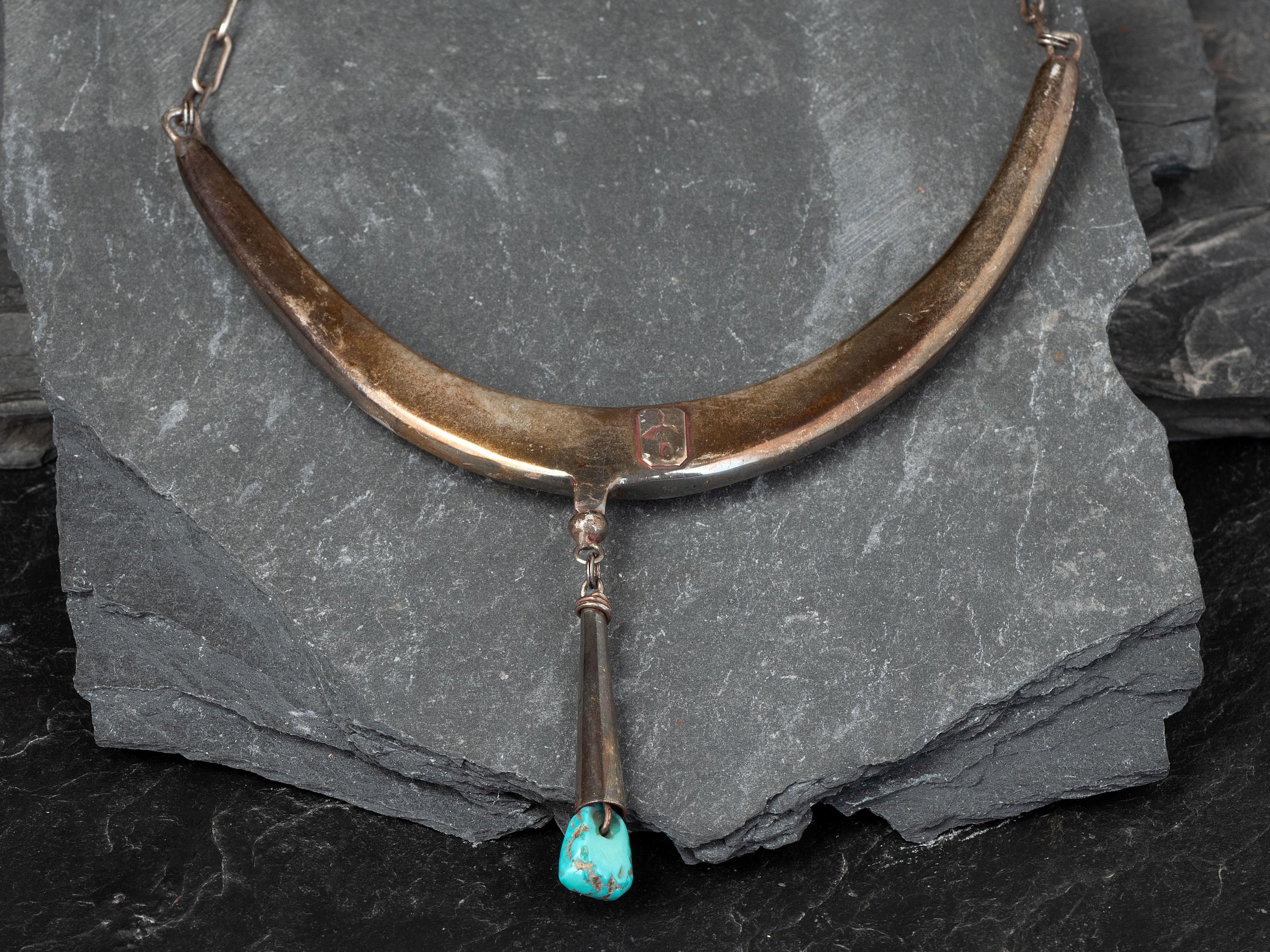Tufa Cast Silver Choker, with Rolled Turquoise and Coral