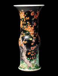 A Chinese Famille-Noire Porcelain Yenyen Vase