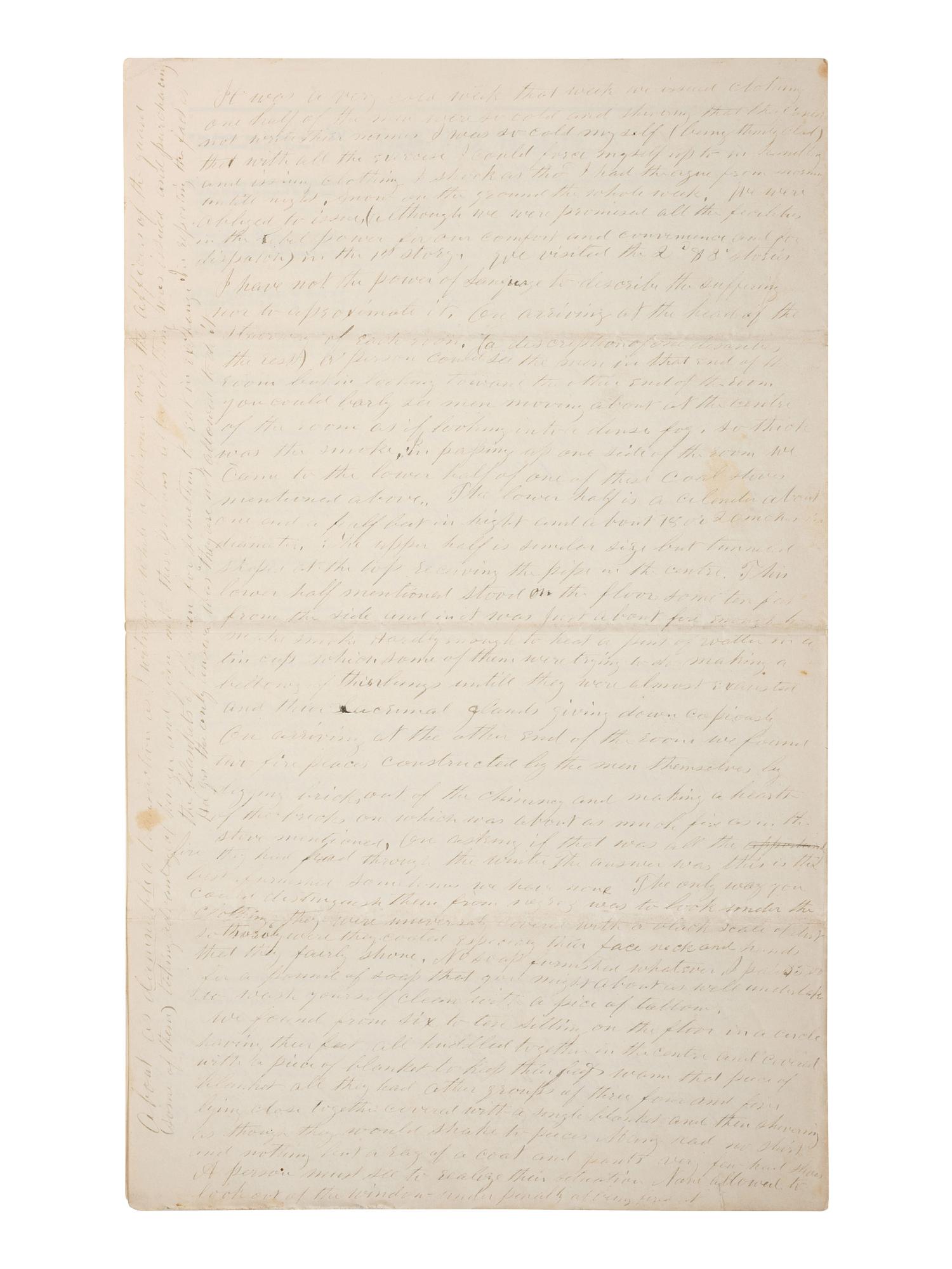 [CIVIL WAR]. Prisoner of war questionnaire from the Bureau of Military Record, State of New York, completed by Col. Gilbert G. Prey, 104th New York Volunteers, commanding officer at Gettysburg and POW at Weldon Railroad, ca 1865.
