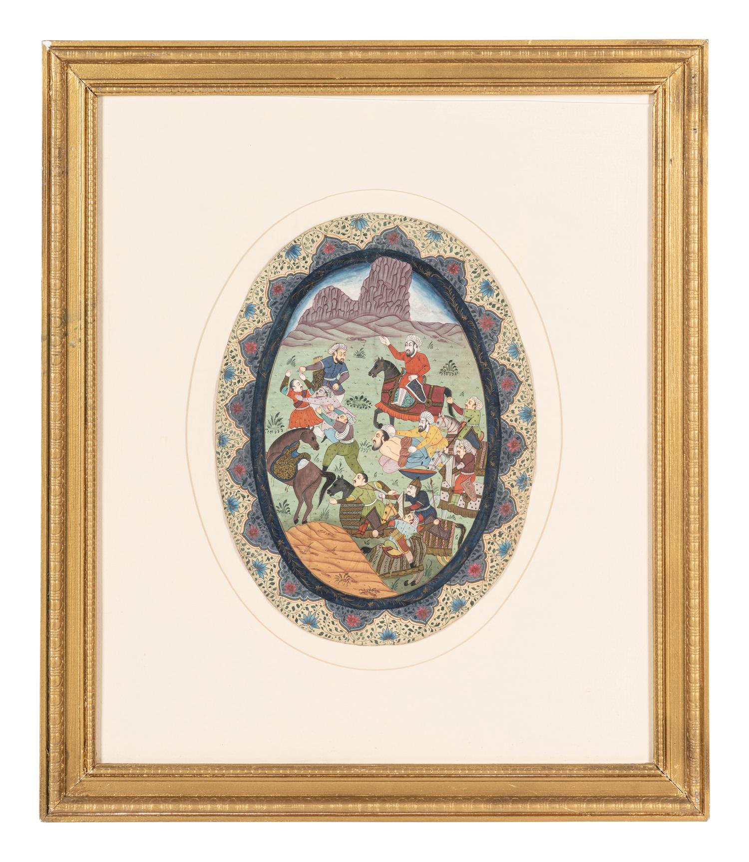 Nine Persian School Miniature Paintings
