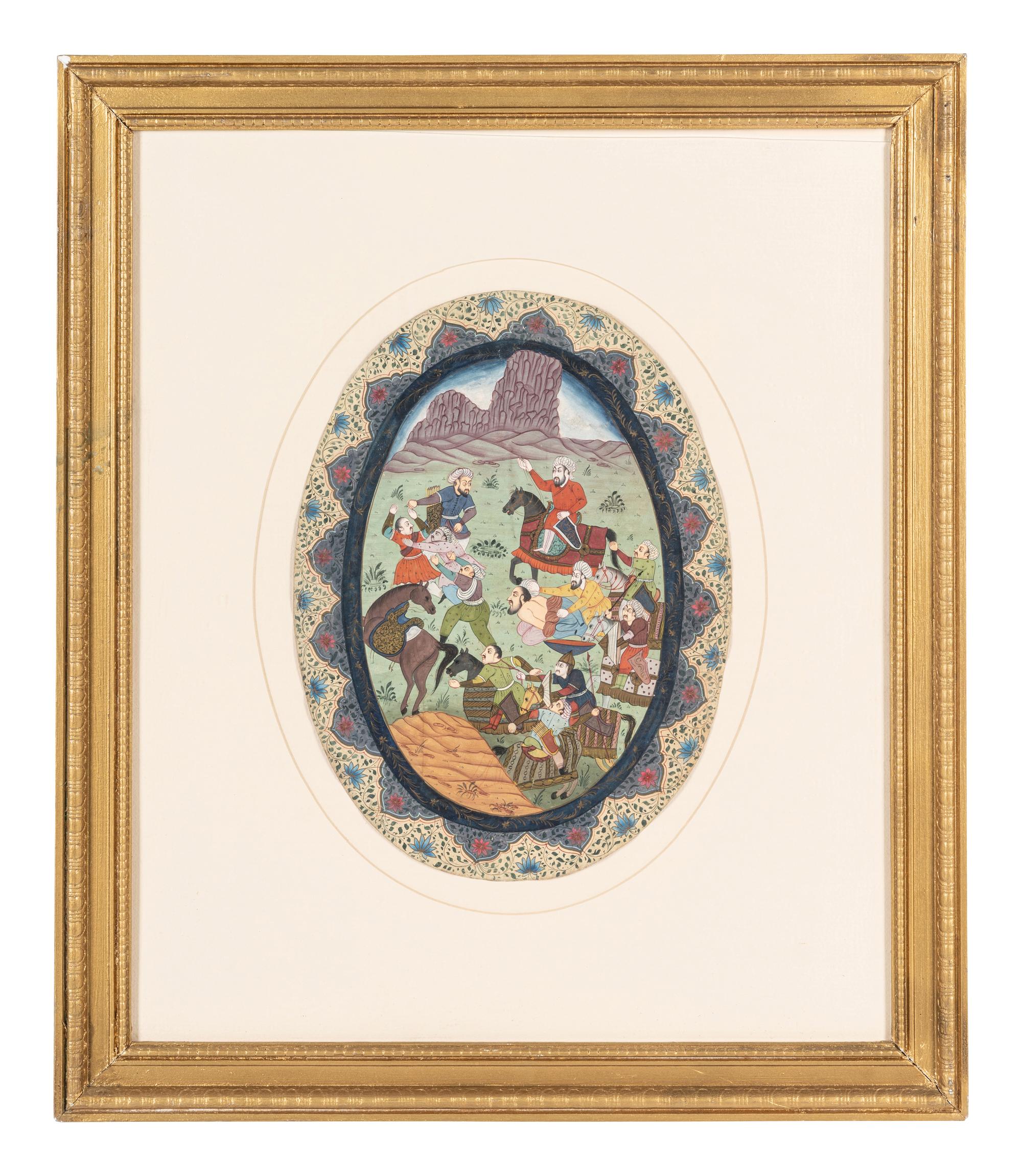 Nine Persian School Miniature Paintings