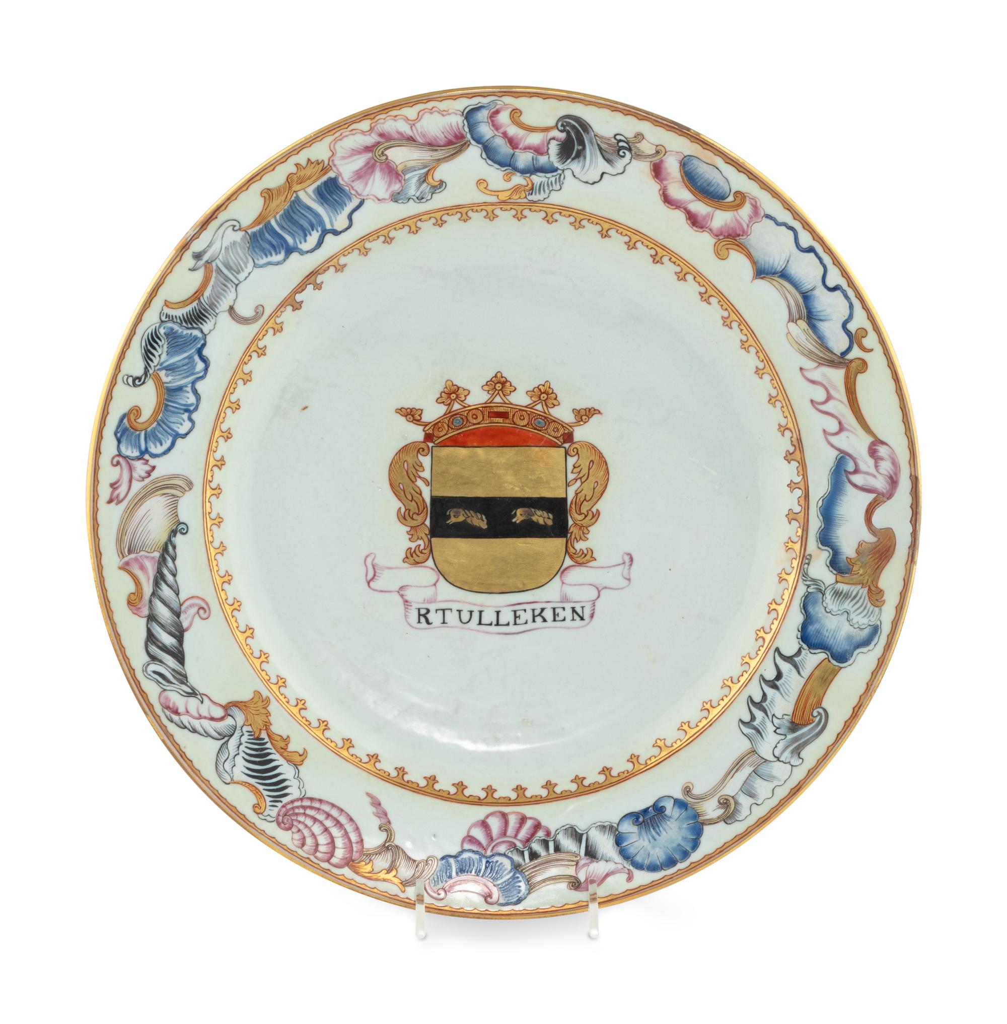 A Large Chinese Export Porcelain Armorial Charger for the Dutch Family Tulleken