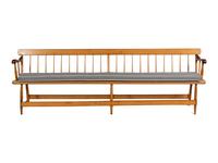 A Pair of Yellow Pine Deacon's Benches with Padded Upholstered Seats