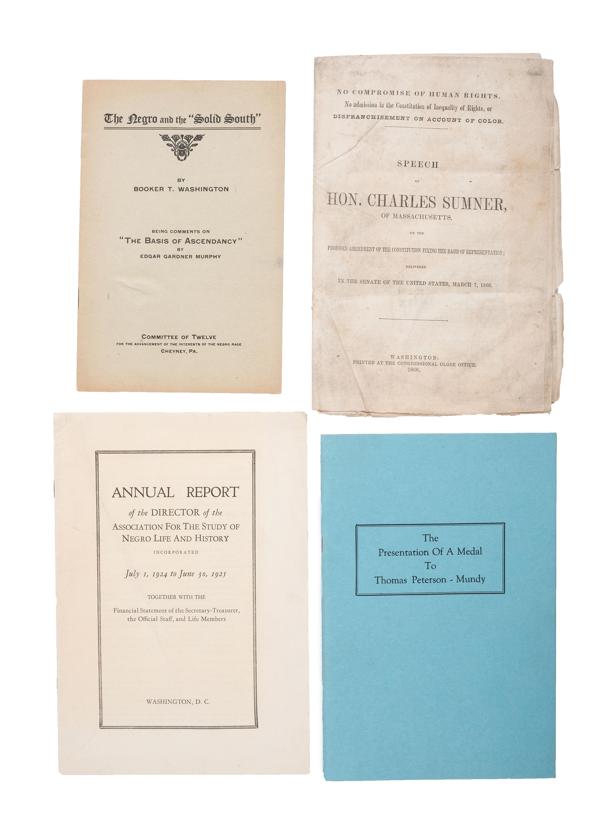 [CIVIL RIGHTS]. A group of 4 pamphlets, including: WASHINGTON, Booker T. (1856-1915). The Negro and the "Solid South."