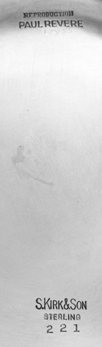 An American Silver Revere Bowl, S. Kirk & Son, Baltimore, MD, of typical form, having a flared rim and a stepped circular foot.