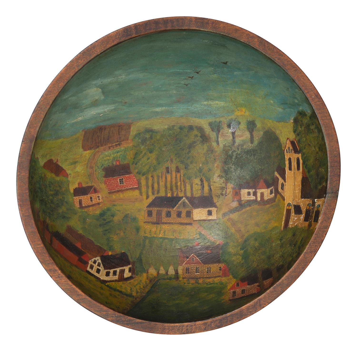 An American Paint Decorated Dough Bowl