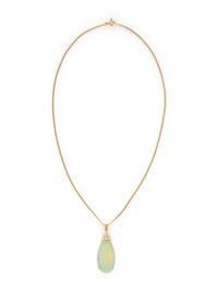 YELLOW GOLD, OPAL, AND DIAMOND NECKLACE