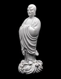 A Chinese Blanc-de-Chine Glazed Porcelain Figure of Damo