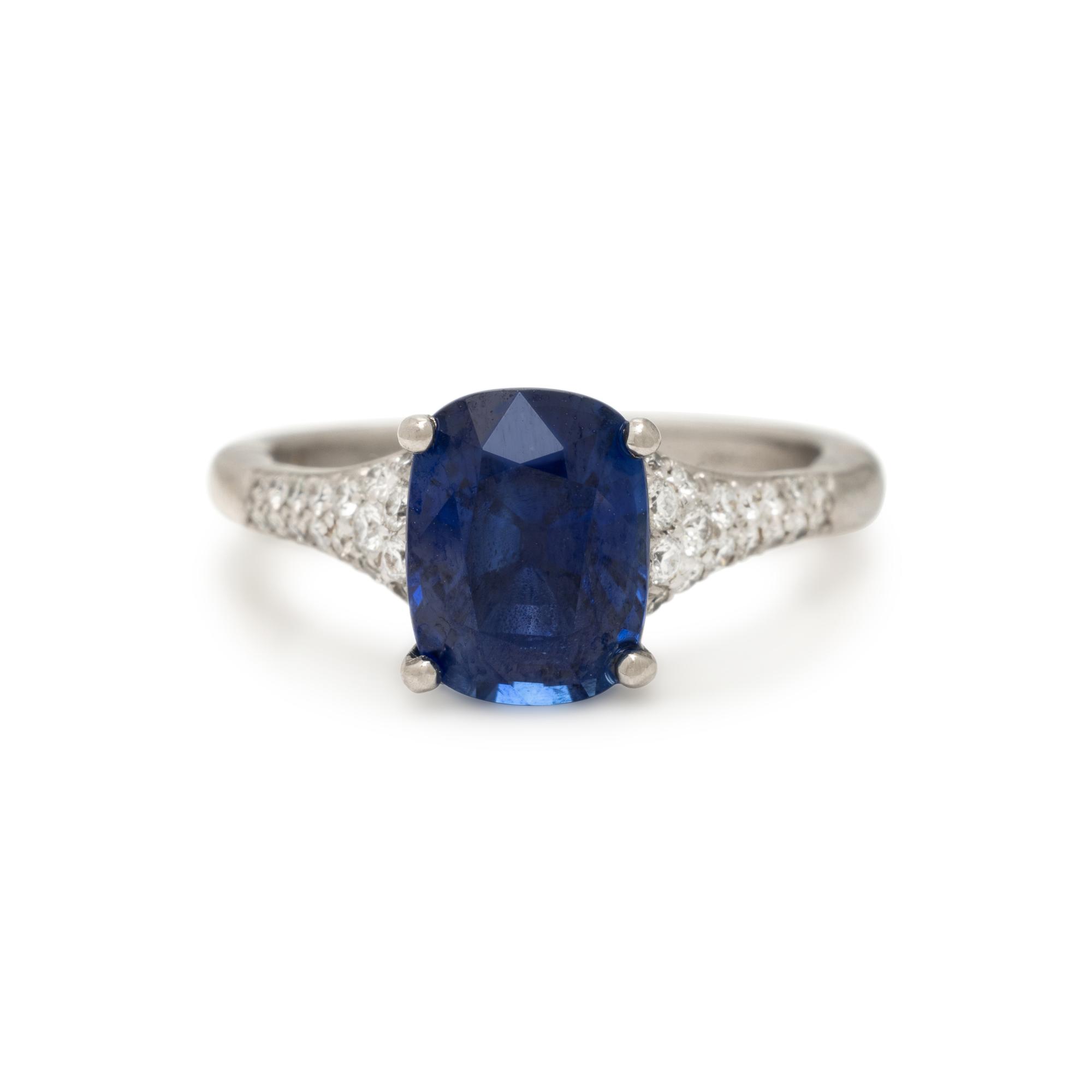 Ceylon Sapphire, Diamond, and Platinum Ring