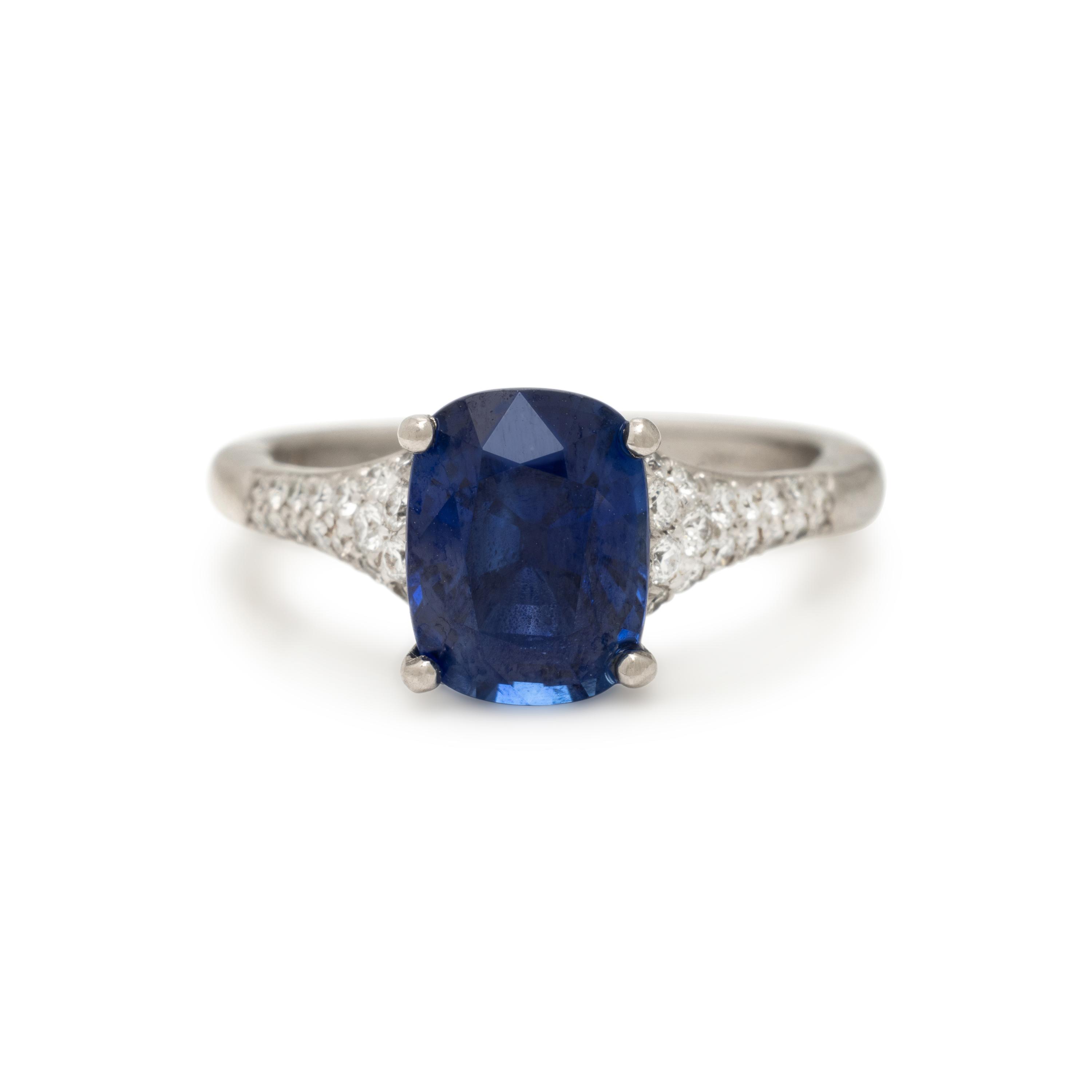 Ceylon Sapphire, Diamond, and Platinum Ring