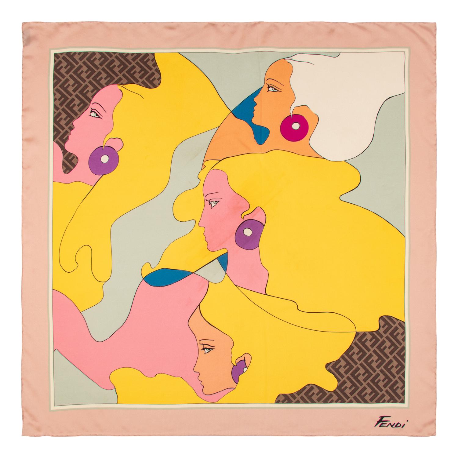 GUCCI & FENDI, THREE PRINTED SILK SCARVES