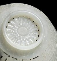 A Chinese Carved and Pierced 'Archaistic' White Jade Bowl and Cover