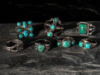 Group of Historic Navajo Silver and Turquoise Rings