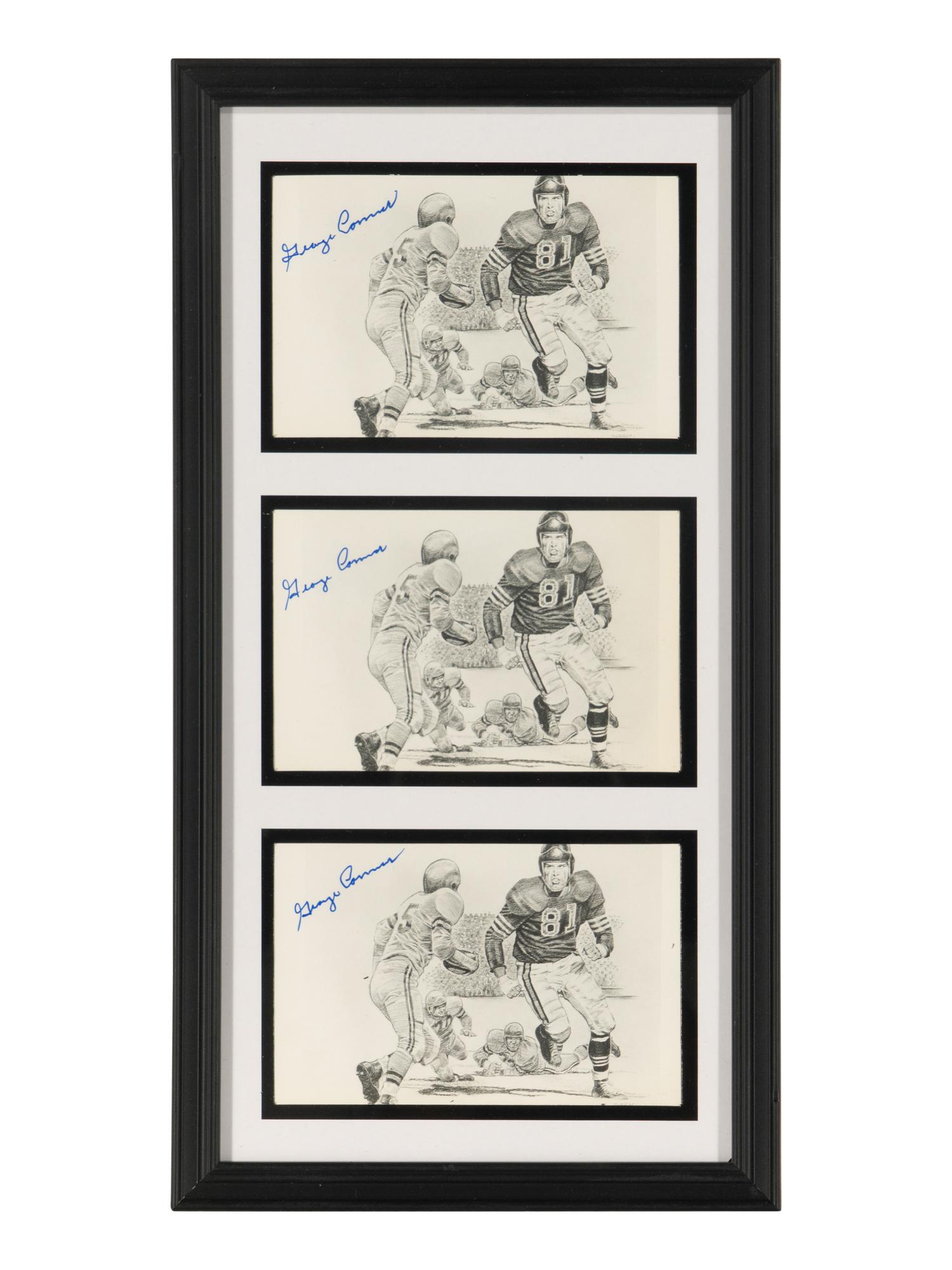 Collection Two of Personal Items from Chicago Bears and Notre Dame Legend George Connor Including Soldier Field Hall of Fame Banner and Autographs