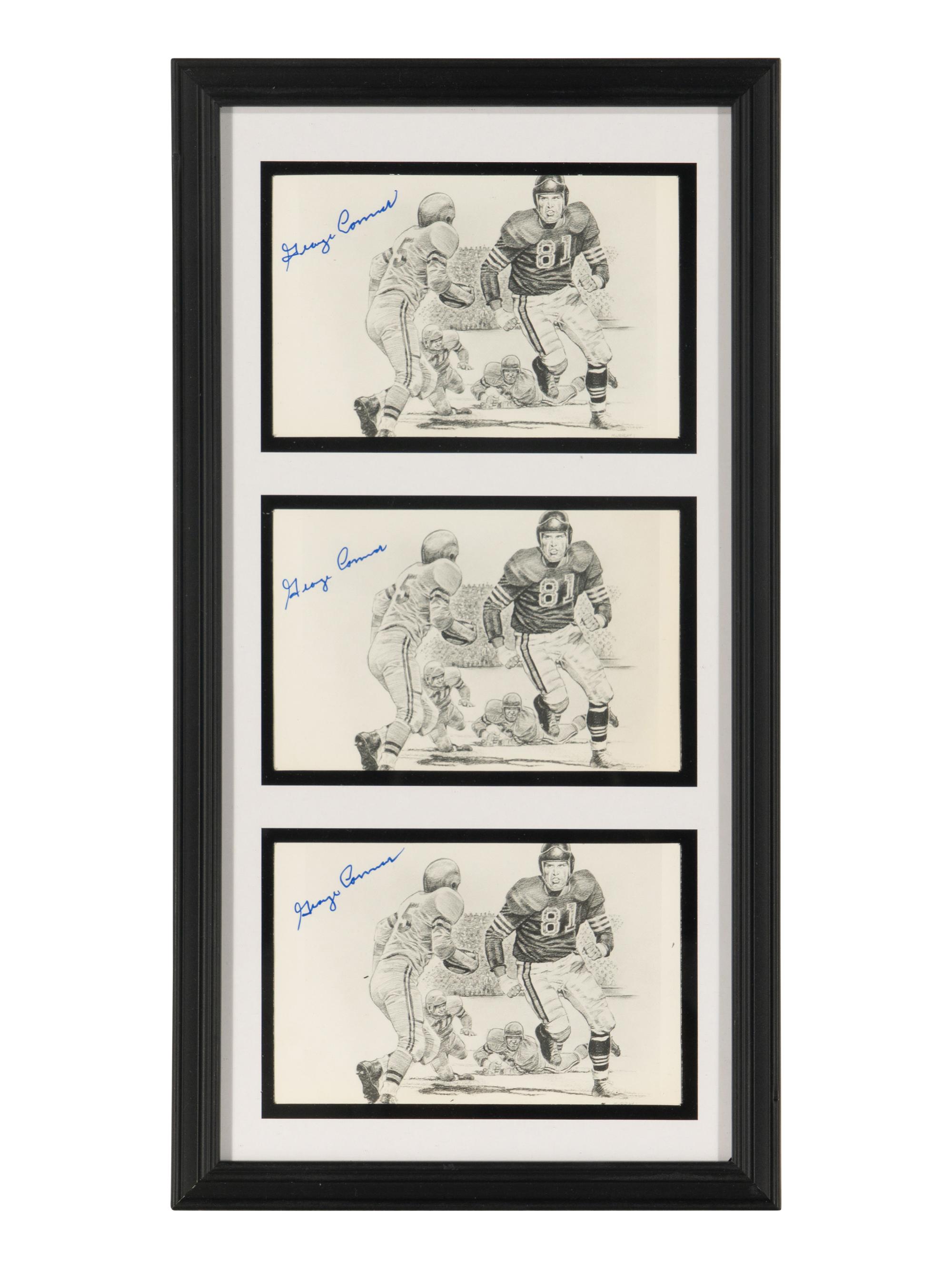 Collection Two of Personal Items from Chicago Bears and Notre Dame Legend George Connor Including Soldier Field Hall of Fame Banner and Autographs