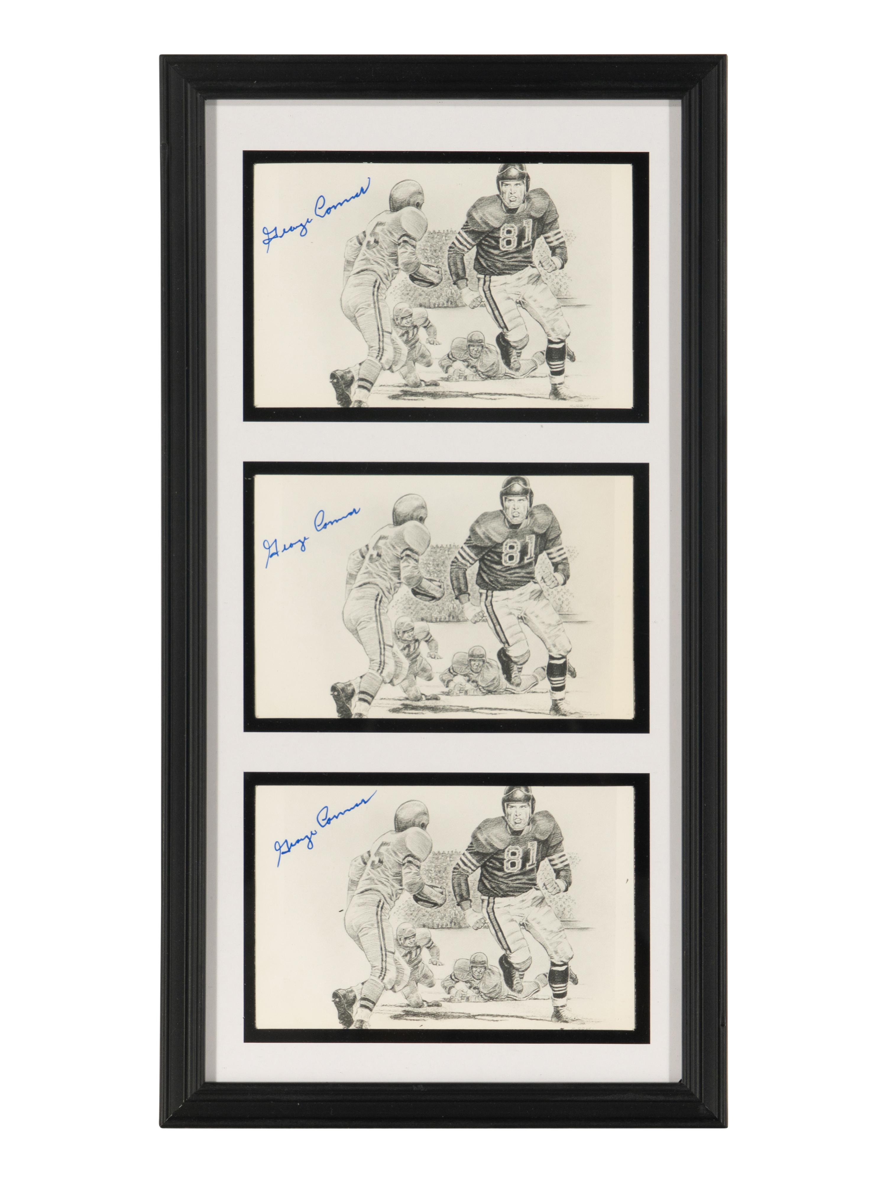 Collection Two of Personal Items from Chicago Bears and Notre Dame Legend George Connor Including Soldier Field Hall of Fame Banner and Autographs