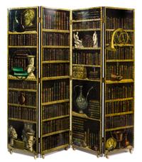 Piero Fornasetti (Italian, 1913-1988), FORNASETTI MILANO, c. 1950s, La Citta Riflettente four-panel folding screen