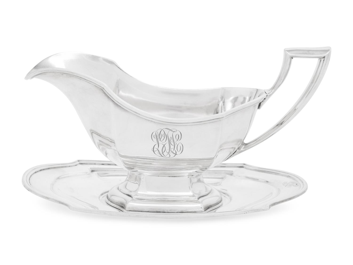 An American Silver Sauce Boat and Underplate