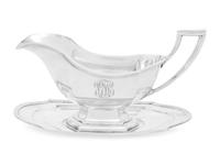 An American Silver Sauce Boat and Underplate