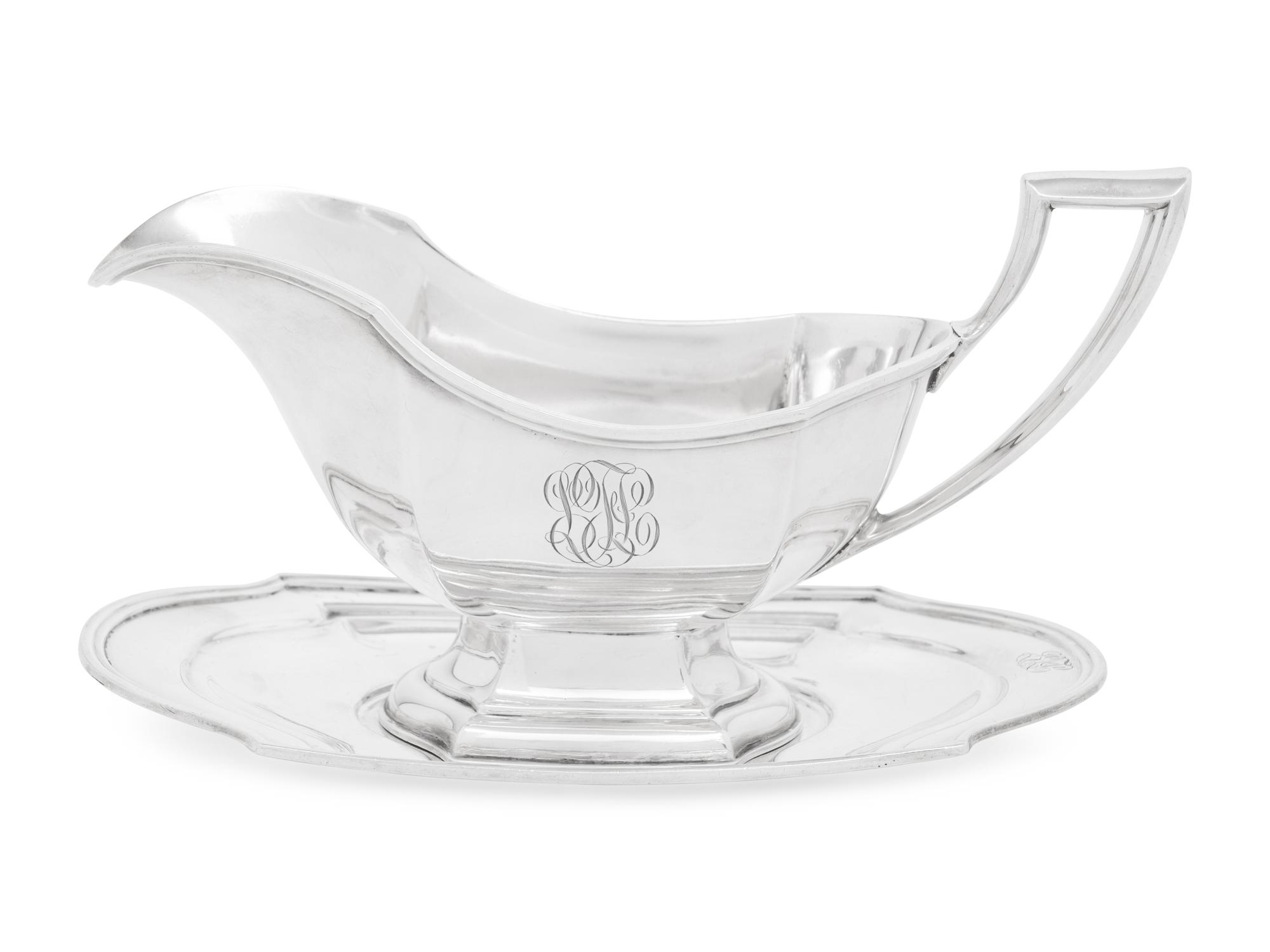 An American Silver Sauce Boat and Underplate