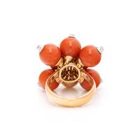 BICOLOR GOLD, CORAL, AND DIAMOND BAUBLE RING