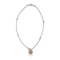 BICOLOR GOLD AND DIAMOND HEART NECKLACE