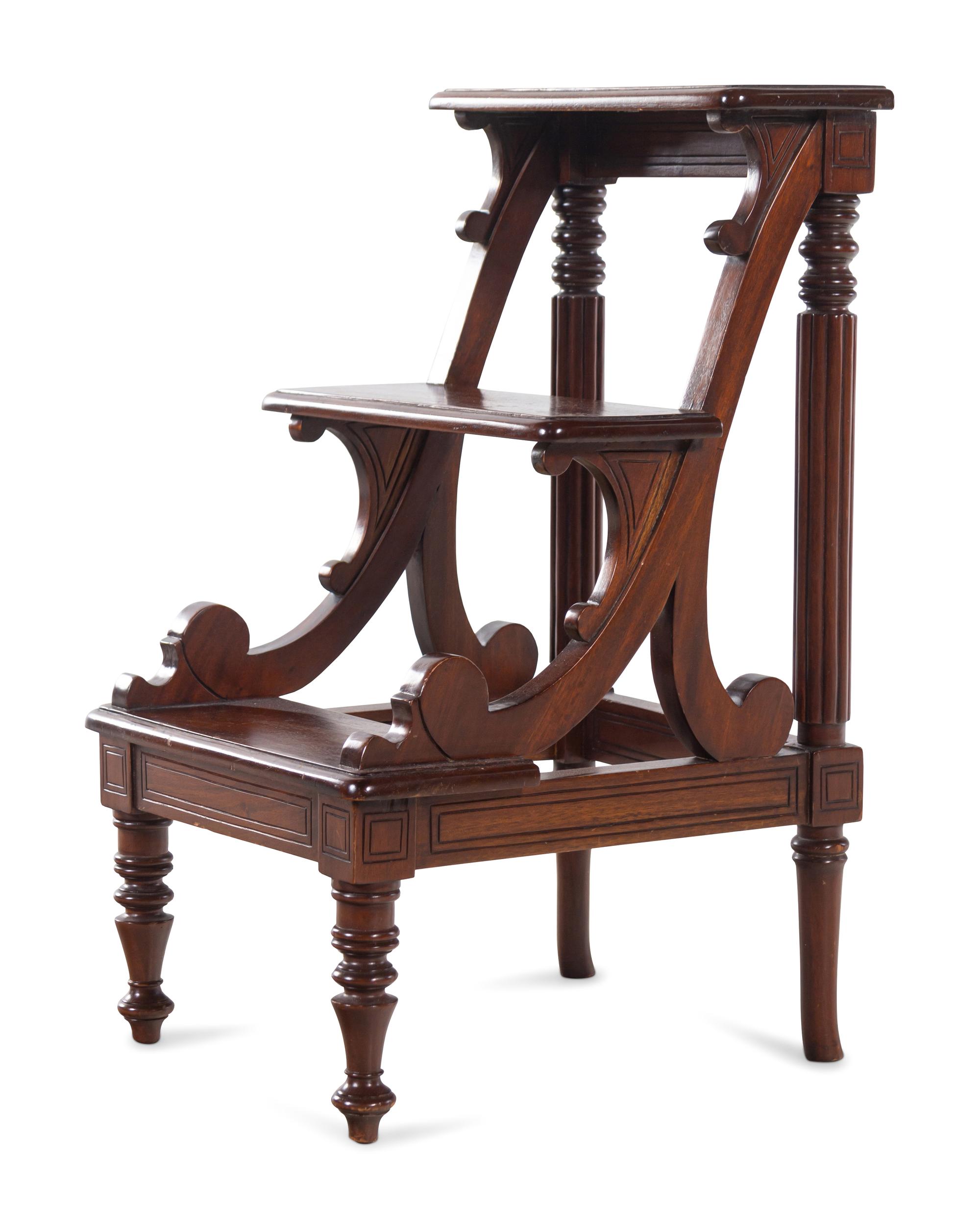 A Set of William IV Style Mahogany Library Steps