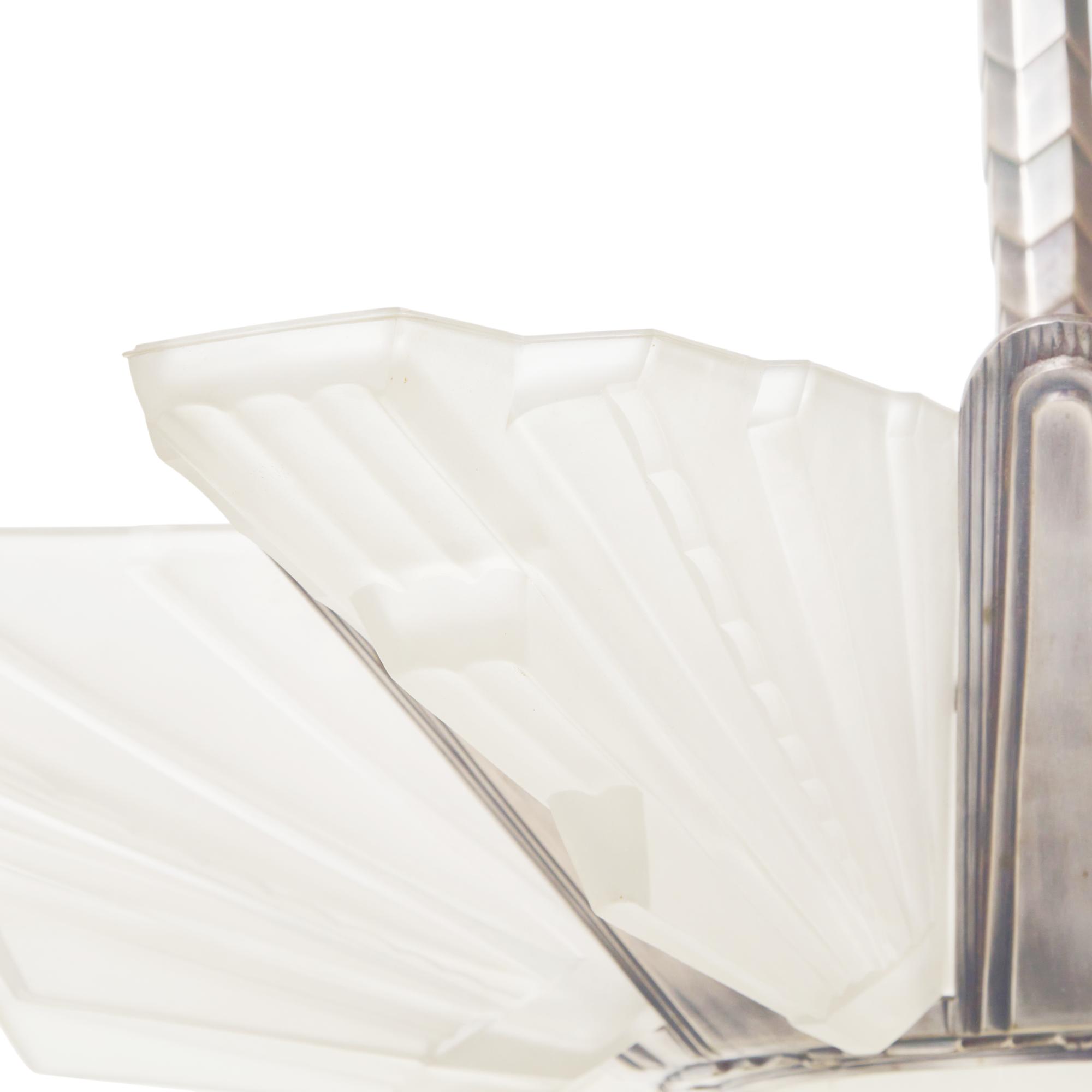 French Art Deco 20th Century — Frosted Glass Chandelier