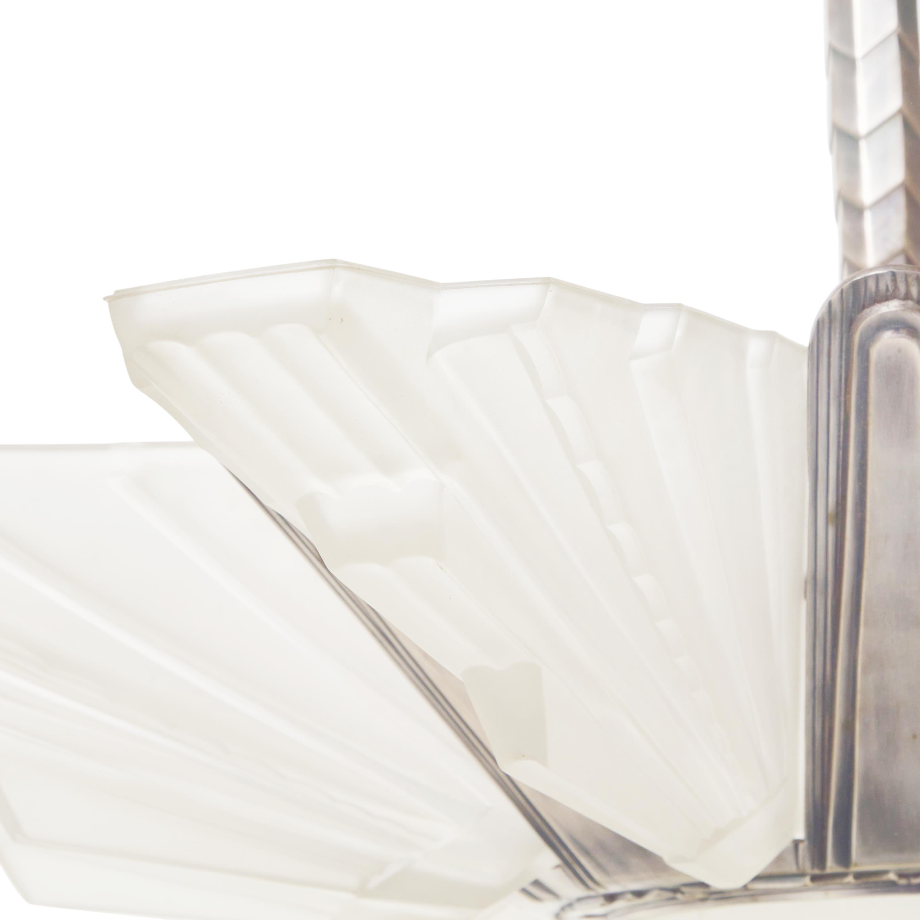 French Art Deco 20th Century — Frosted Glass Chandelier