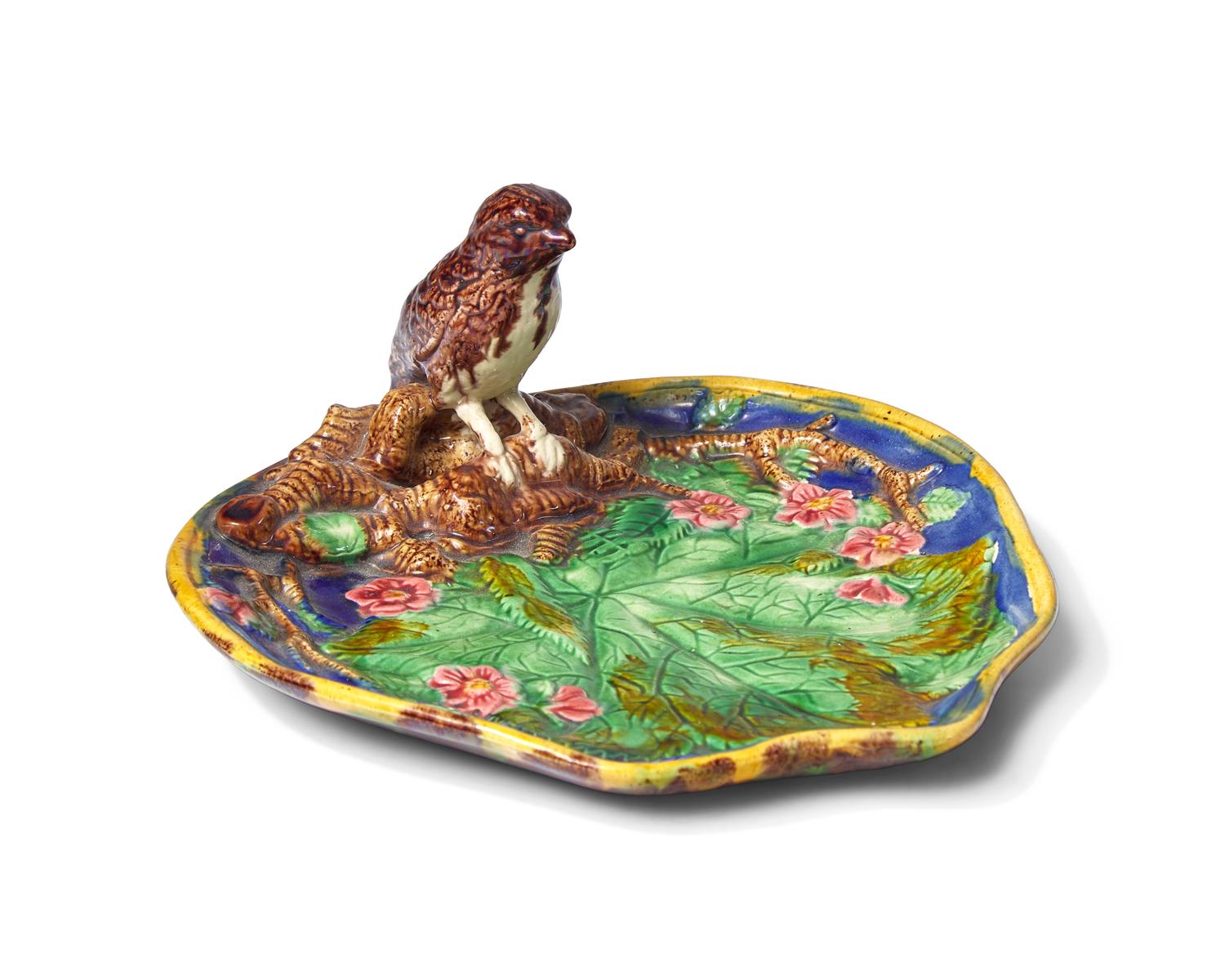 A Majolica Bird Dish