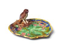 A Majolica Bird Dish
