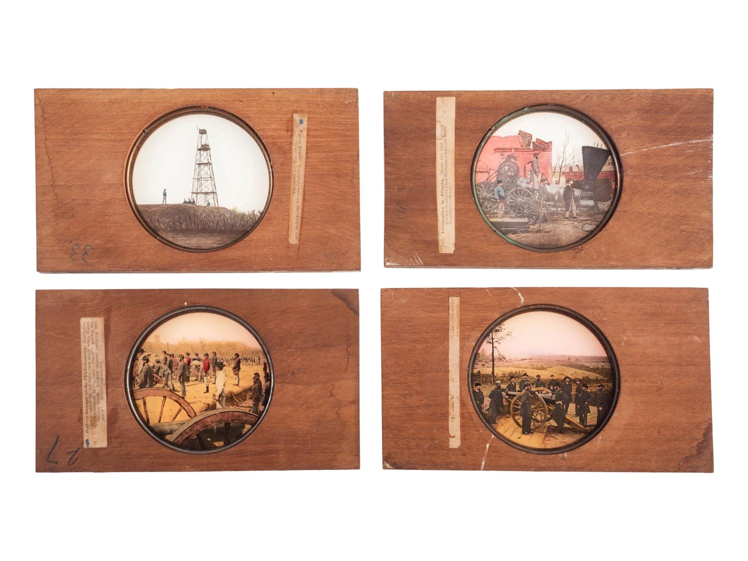 [CIVIL WAR - MAGIC LANTERN SLIDES]. A collection of 100+ assorted glass slides mostly featuring Civil War photographs, including: