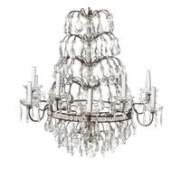 A French Cut Glass Twelve-Light Chandelier, Height 29 1/2 x diameter 31 inches.