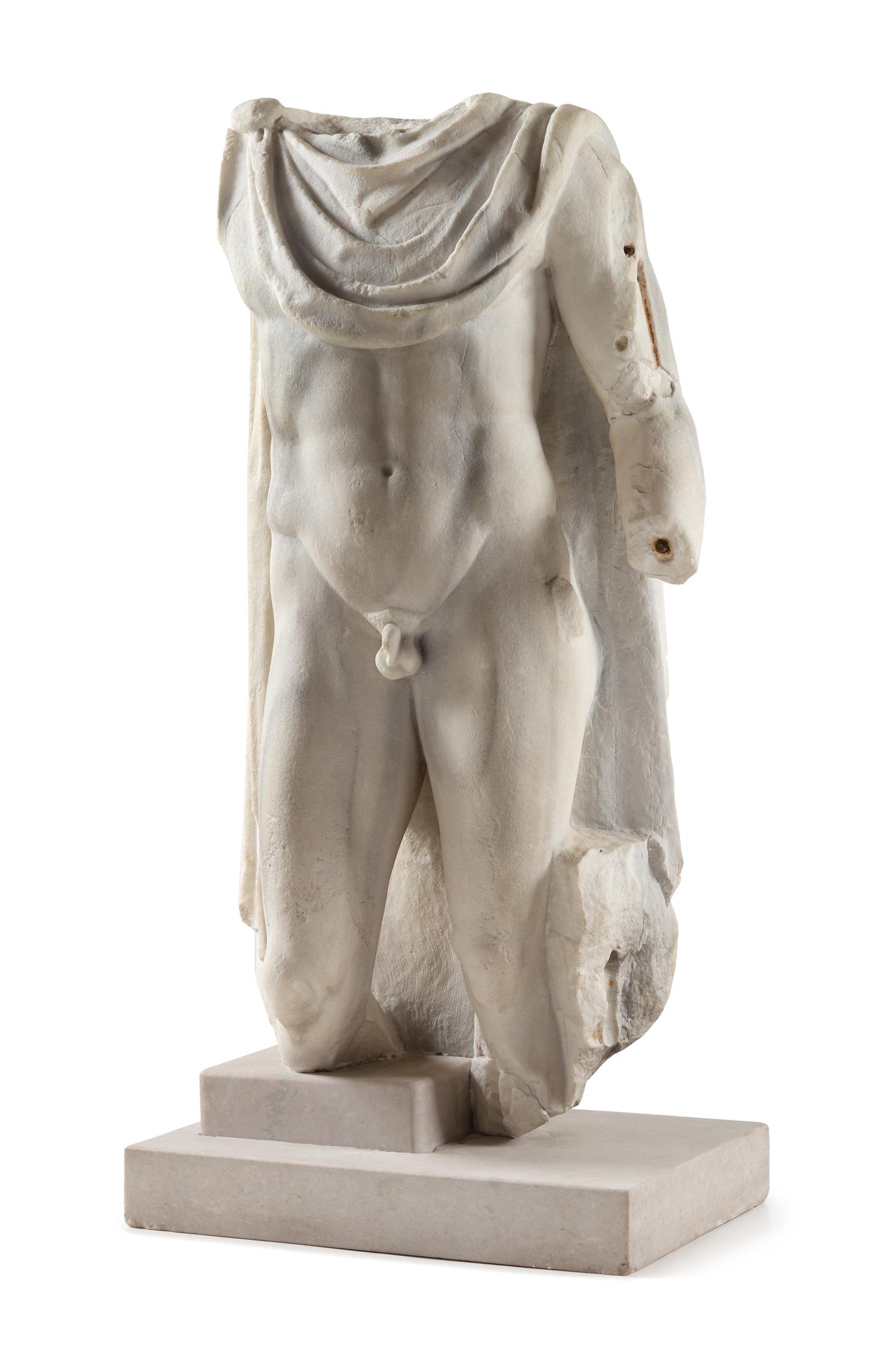 A Roman or Later Marble Torso of a God