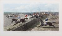 John Frederick HERRING Sr., after - J. HARRIS, engraver Image 20 1/2 x 41 1/2 inches. — Fore's National Sports Steeple Chase Cracks - Fore's National Sport Fox Hunting, The Meet, Plate I