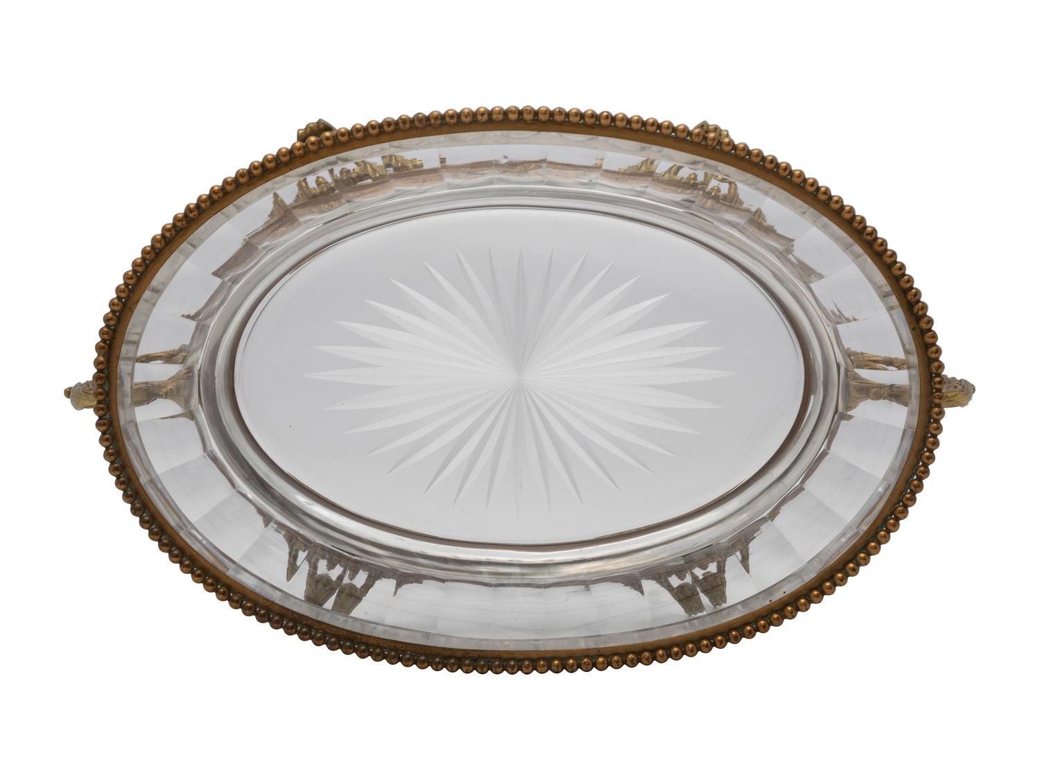 A French Bronze and Cut Glass Footed Center Bowl