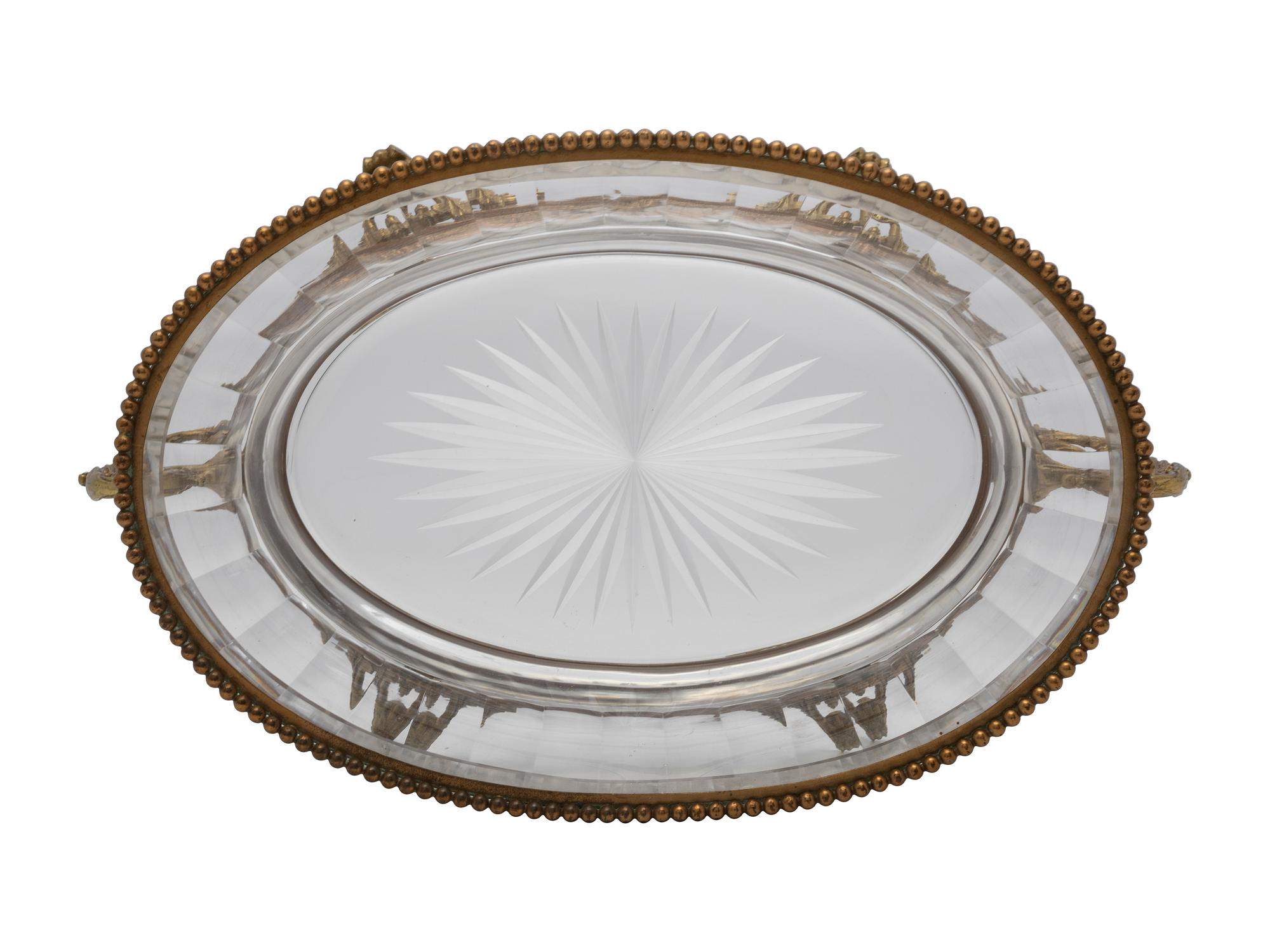 A French Bronze and Cut Glass Footed Center Bowl