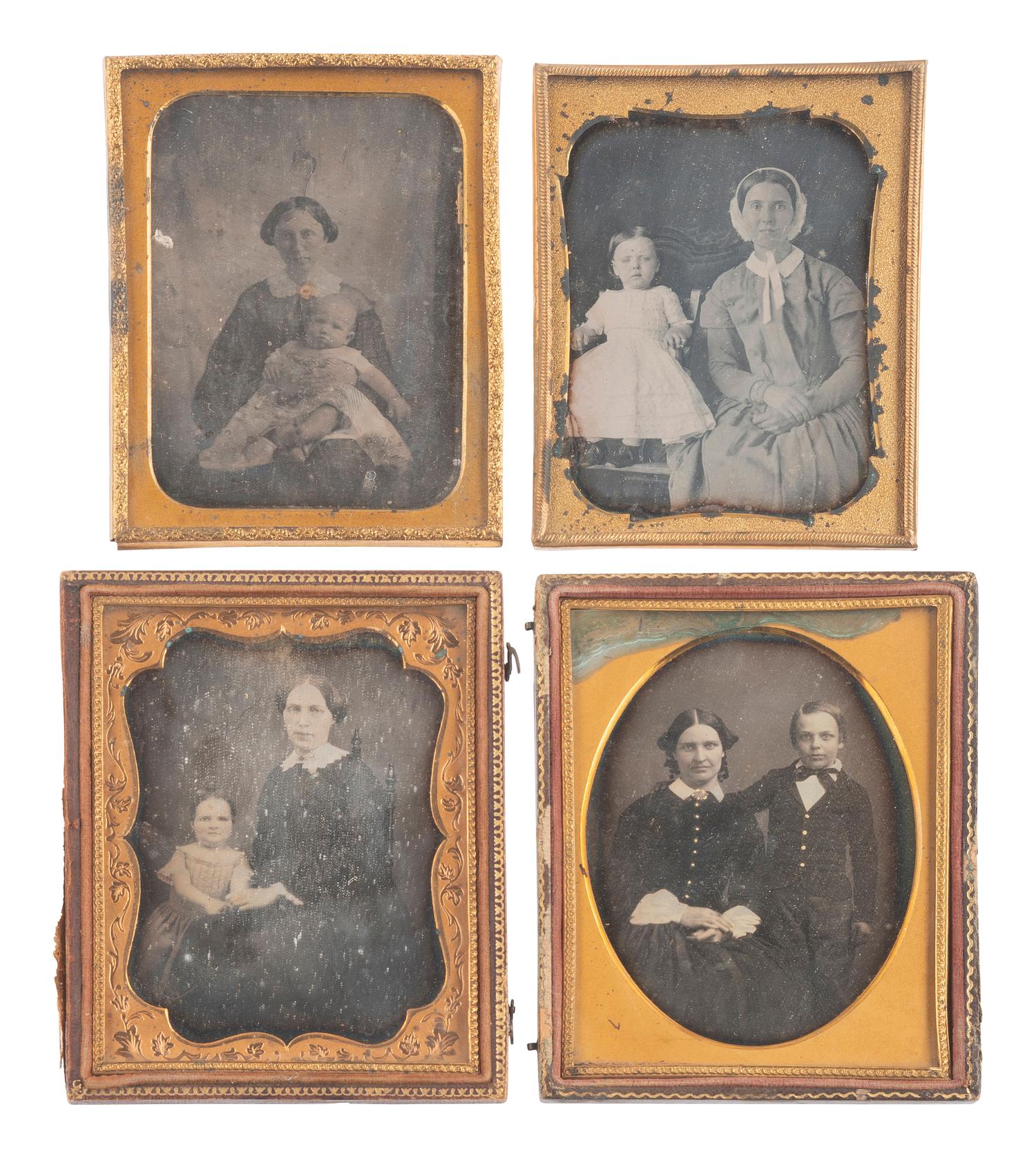 [EARLY PHOTOGRAPHY]. 13 charming quarter plate daguerreotype portraits of parents and children.