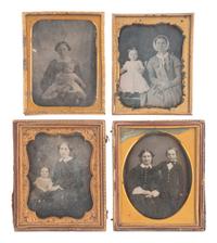 [EARLY PHOTOGRAPHY]. 13 charming quarter plate daguerreotype portraits of parents and children.