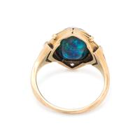 BLACK OPAL, DIAMOND AND ENAMEL RING