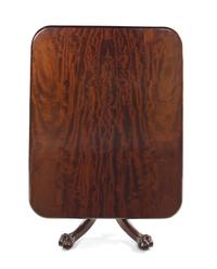A William IV Mahogany Tilt-Top Breakfast Table, in the manner of Gillows of Lancaster, Height 29 x width 57 1/2 x depth 46 1/4 inches.