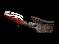 A Chinese White Jade Belt Hook-Mounted Iron