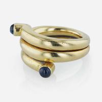 An 18K yellow gold and sapphire ring, Tiffany & Co. Schlumberger, "Double Coil"