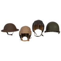 Lot of American World War Era Helmets and 48-star flag